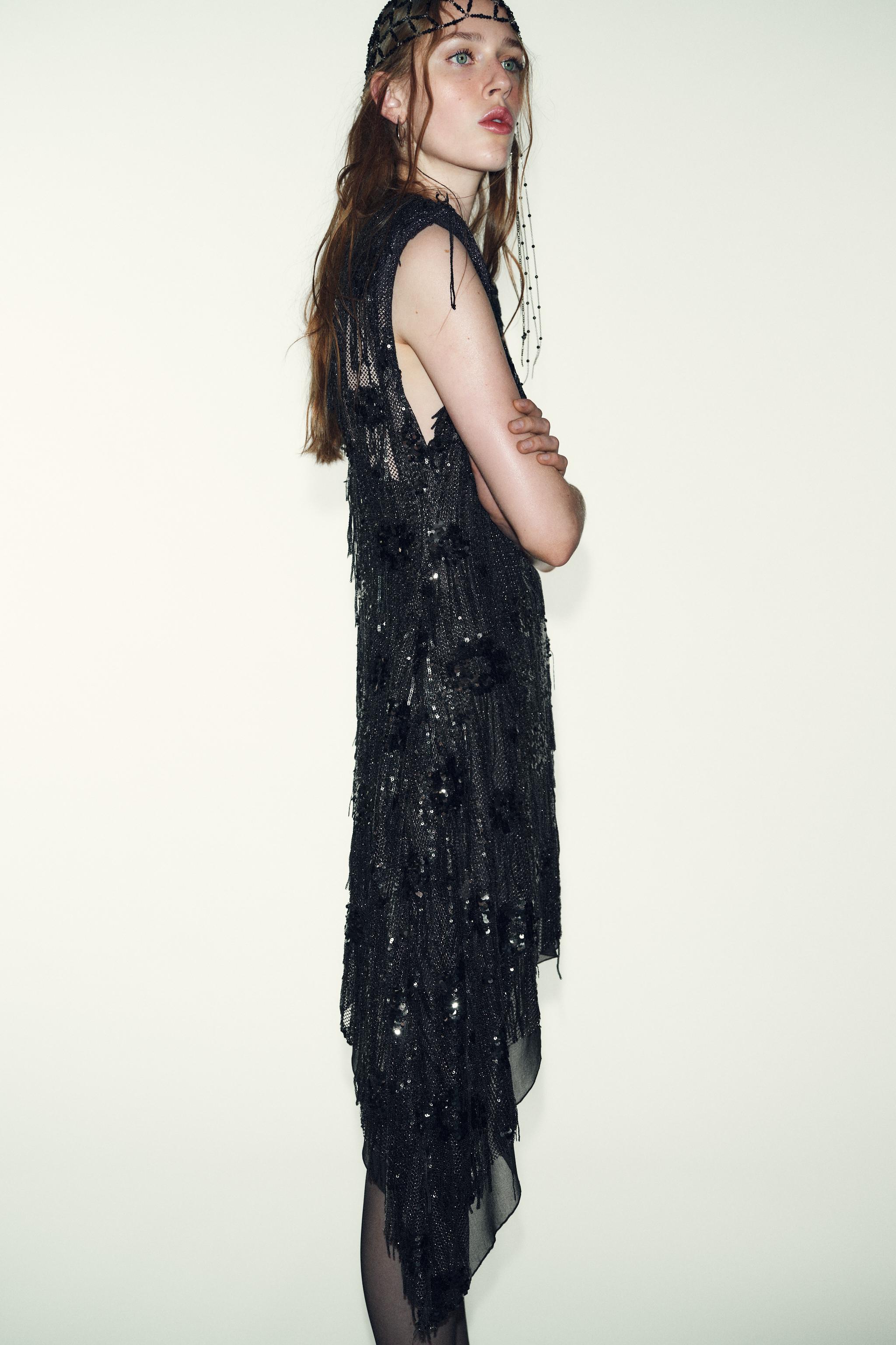 ASYMMETRIC SEQUIN MINI DRESS